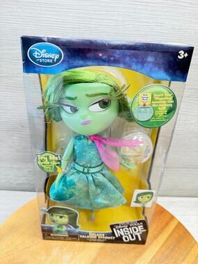 DISNEY STORE INSIDE OUT DISGUST DELUXE TALKING DOLL LIGHT UP MEMORY 9.5" PIXAR